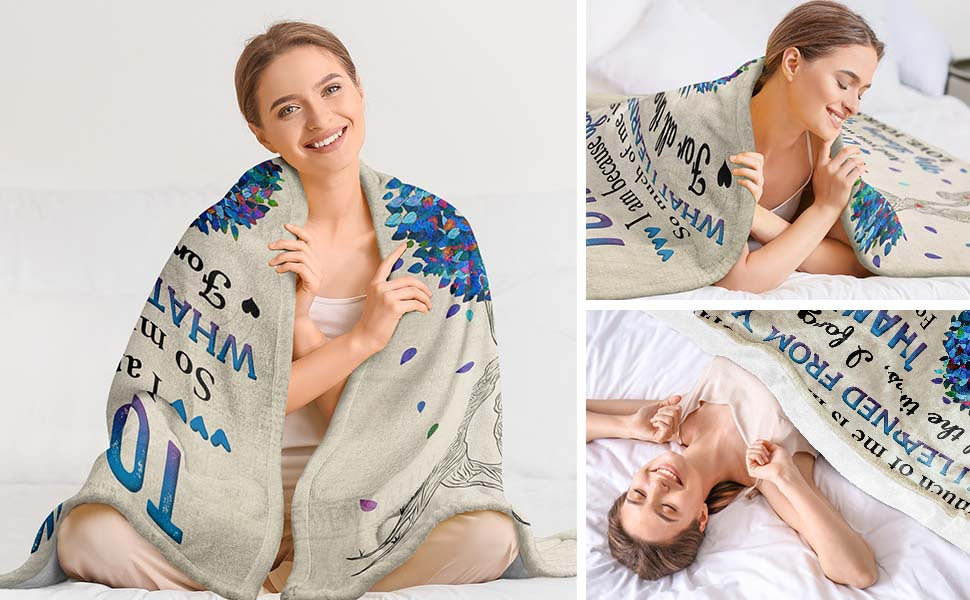 Gifts for Mom from Son, Romantic Birthday Gifts from Son to My Mom Flannel Blanket for Mama from Son Mother Day Birthday Presents for Mom Soft Throw Blanket 60 X 50