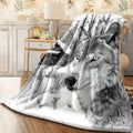 1pc Cozy Wolf King in Snow Pattern Flannel Throw Blanket Perfect Gift for Friends, Soft & Warm for All Seasons, for Winter
