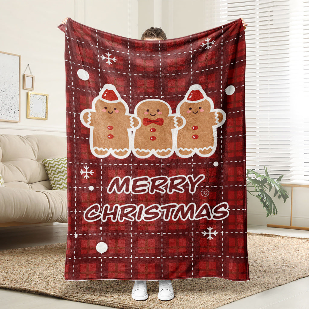 1pc Gingerbread Pattern Blanket, Christmas-themed Printed Design, Full-body Blanket, Soft Flannel Plush Surface, Lightweight and Durable, Multiple Sizes Available, Suitable for Christmas Decoration, Living Room Relaxation, Bedroom Warmth, and Festive