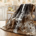 1pc Flannel Blanket Unique Brown White Splatter Art Design Throw Soft Cozy Warm Fabric for Sofa All-Season Comfort Decorative Blanket