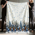 1pc, Christmas Snowflake Pinecone Blue Decorative Flannel Blanket, Soft Comfortable Warm, White Background Blue Pattern Design, Durable Plush, All-Season Sofa Blanket, Warm Cover, Multiple Sizes Available, Suitable for Living Room Sofa, Bedroom
