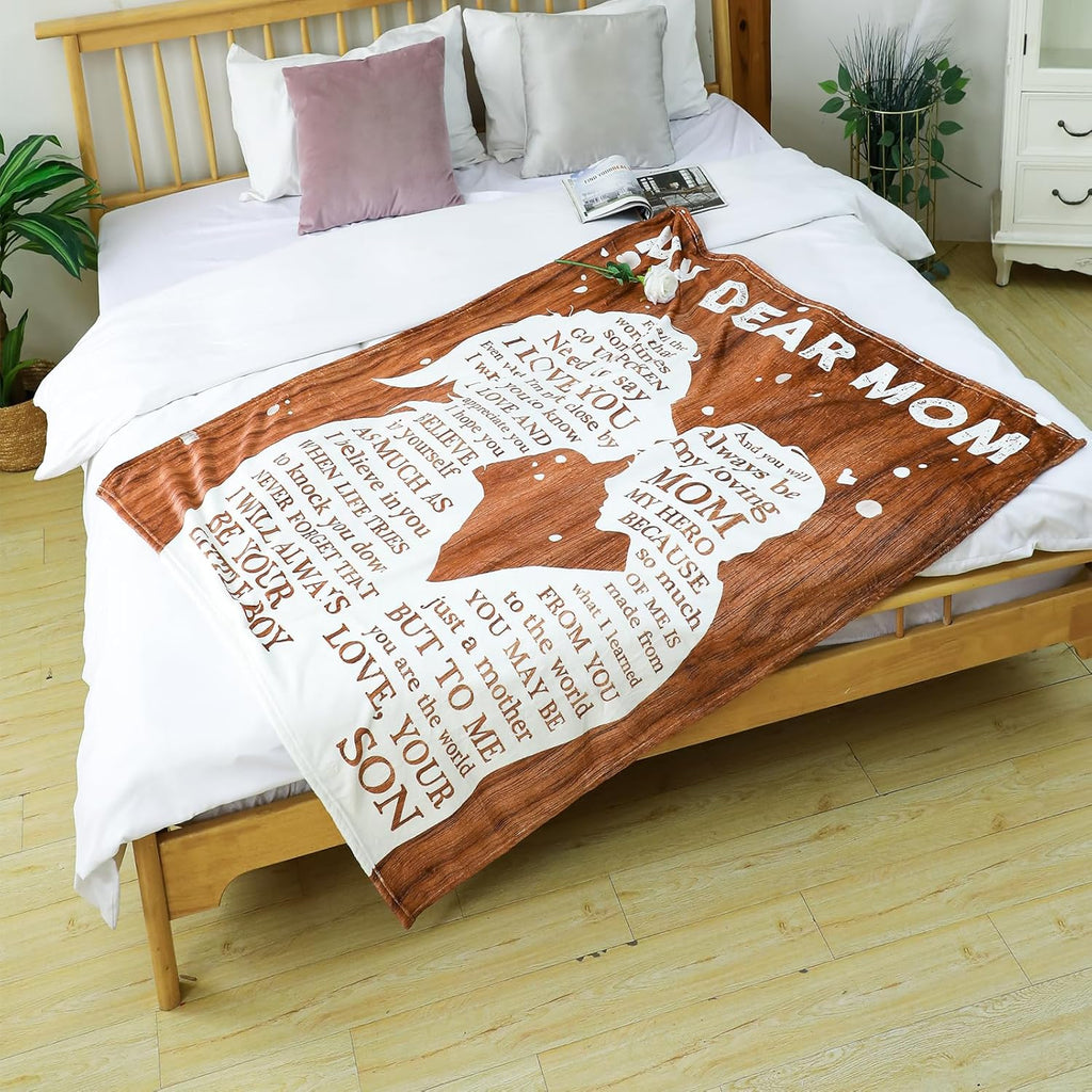 Birthday Gifts for Mom from Son Stocking Stuffers I Love You Gifts Best Mom Ever Ideas to My Mom Blanket Mothers Day Christmas Valentines Present Bed Throw Blanket 60x50