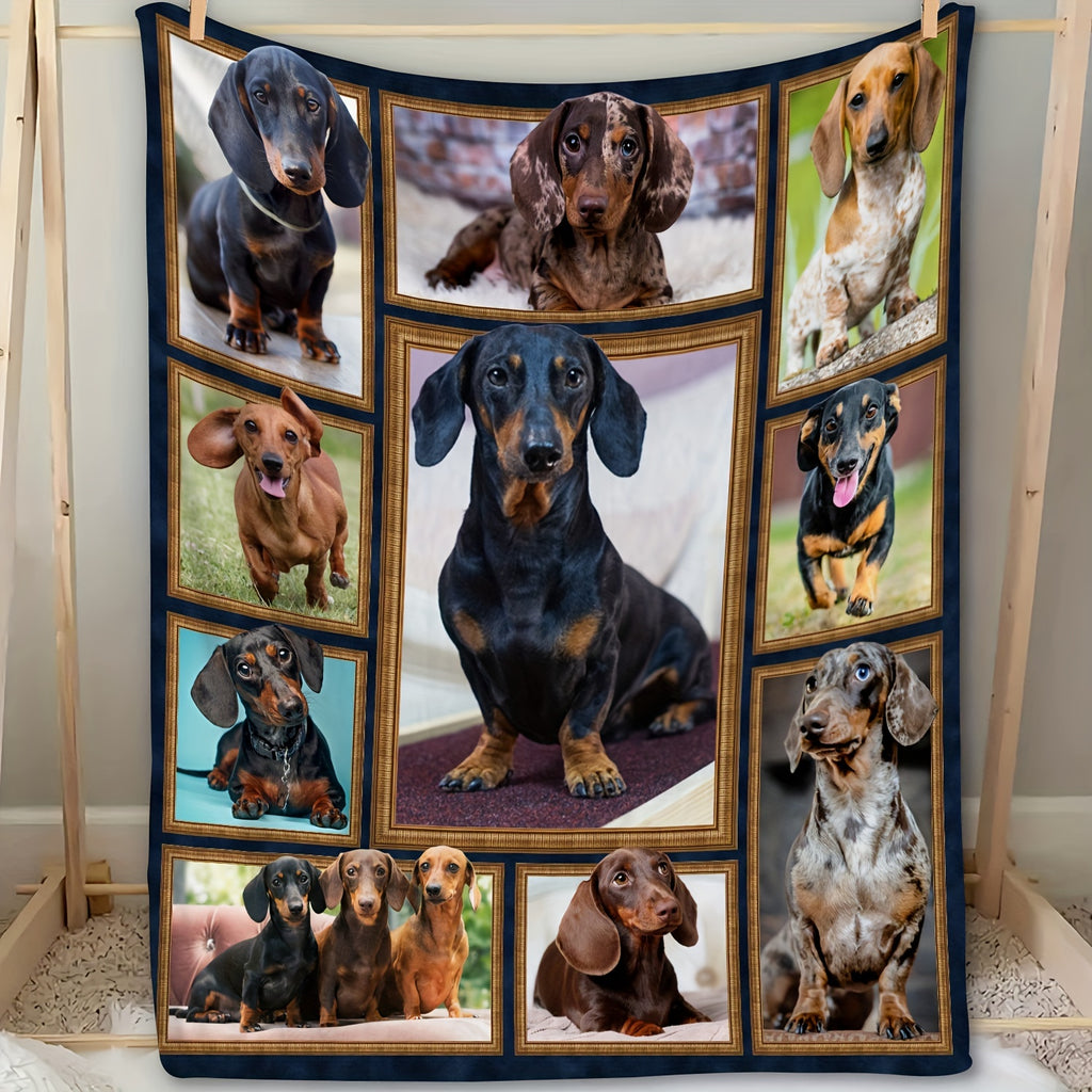 Smolander Hound Patchwork Pattern Soft Blanket Flannel Blanket 1pc