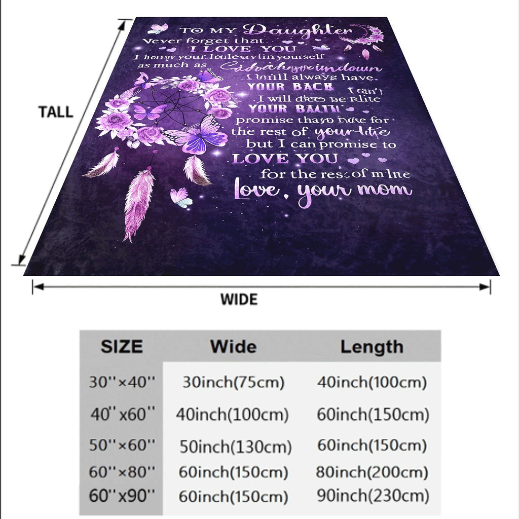 A Single Piece of a Purple Butterfly Flannel Blanket for My Daughter, a Thoughtful Gift Filled with Encouraging Messages. It'S a Cozy Throw Suitable for Any Season, Perfect for Home Decoration, Camping, And Travel