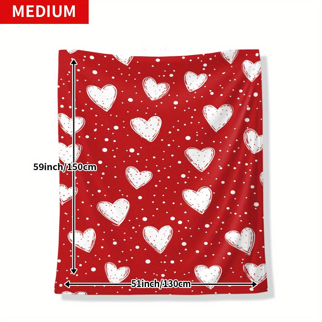 A Heart-patterned Blanket That's Warm and Cozy, Perfect for Commemorating Special Moments. It's an Ideal Holiday Gift for Classmates, Friends, Family, and Partners, Suitable for Naps, Camping, Travel, Car Use, and Home Office Decoration.