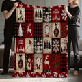 1pc Christmas Snowman And Reindeer Pattern Flannel Blanket, Soft Comfortable Warm, Red And Black Plaid Design, All-Season Blanket, Warm Cover, Multiple Sizes Available, Suitable for Living Room Sofa, Bedroom, Reading Corner, Holiday Decor