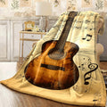 1pc Cozy Guitar And Music Note Print Polyester Blanket Soft Warm And Tear-Resistant Throw for Sofa Office Camping And Travel All-Season Multi-Purpose Gift with Musical Theme Design S