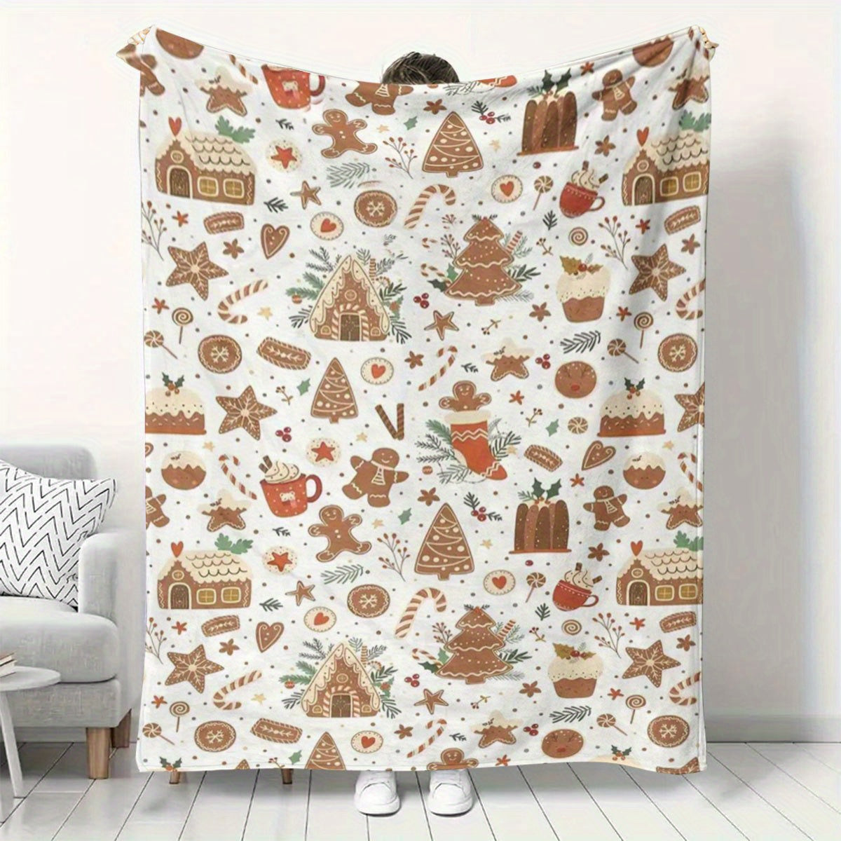 1 Comfortable Christmas Gift Blanket, Flannel Blanket with Christmas Element Patterns, Digital Print HD And Fade-Free, The Best Gift Blanket And Decoration, High-Quality Polyester Velvet