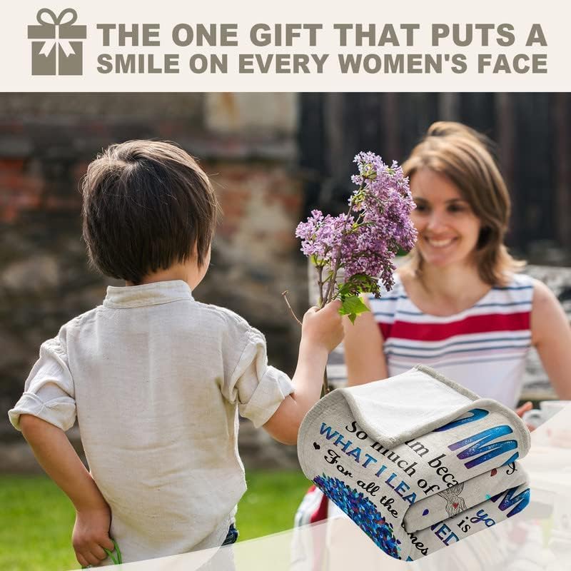 Gifts for Mom from Son, Romantic Birthday Gifts from Son to My Mom Flannel Blanket for Mama from Son Mother Day Birthday Presents for Mom Soft Throw Blanket 60 X 50