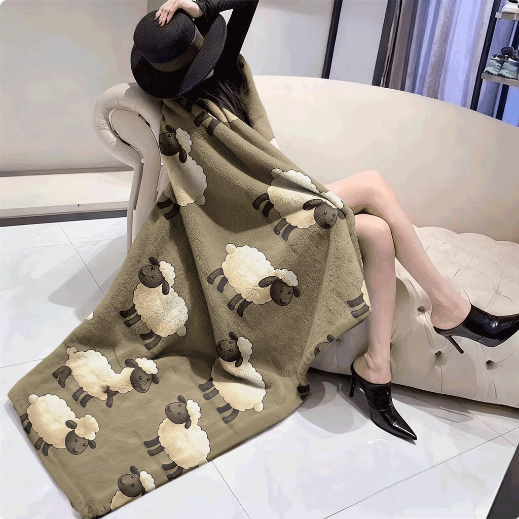 1pc a Cozy Fleece Blanket Featuring a Sheep Design, with a High-Definition Digital Print. It'S Soft, Breathable, Made of 100% Polyester, And Makes an Ideal Gift for Loved Ones