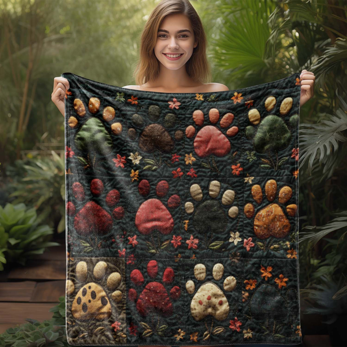 Pet Paw Print Theme Digital Printed Flannel Blanket - 100% Fiber, Suitable for Light And Warm Adaptation in All Seasons, Shop, Sofa, And Other Scenes, Presenting Cute Style, Delivering a Healing Atmosphere, Soft And Skin-Friendly Pet Lover Gifts