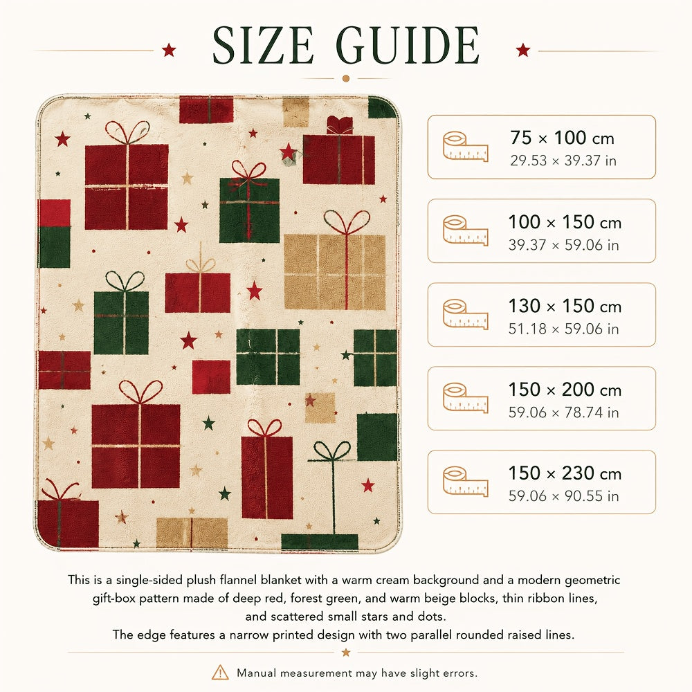 Blanket, Christmas Gift Geometric Block Blanket, Crimson Forest Green Gift Box Star Dot Pattern Soft Blanket, Living Room Sofa Bedroom Autumn And Winter Warm Holiday Home Decoration Blanket