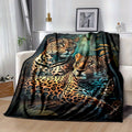 1pc, Leopard Print and Jungle-themed Flannel Blanket, Soft, Cozy, and Warm, Dark-toned Design, Durable Plush Surface, All-season Bed Throw, Warm Cover Blanket, Available in Multiple Sizes, Suitable for Living Room Sofas, Bedroom Beds, Office Breaks