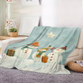 1pc Snowman And Gift Box Christmas Theme Blue Flannel Oversized Blanket, Winter Decor Design, Large Plush Throw, Suitable for Home Nap, Movie Entertainment Time, Weekend Sofa Relaxation