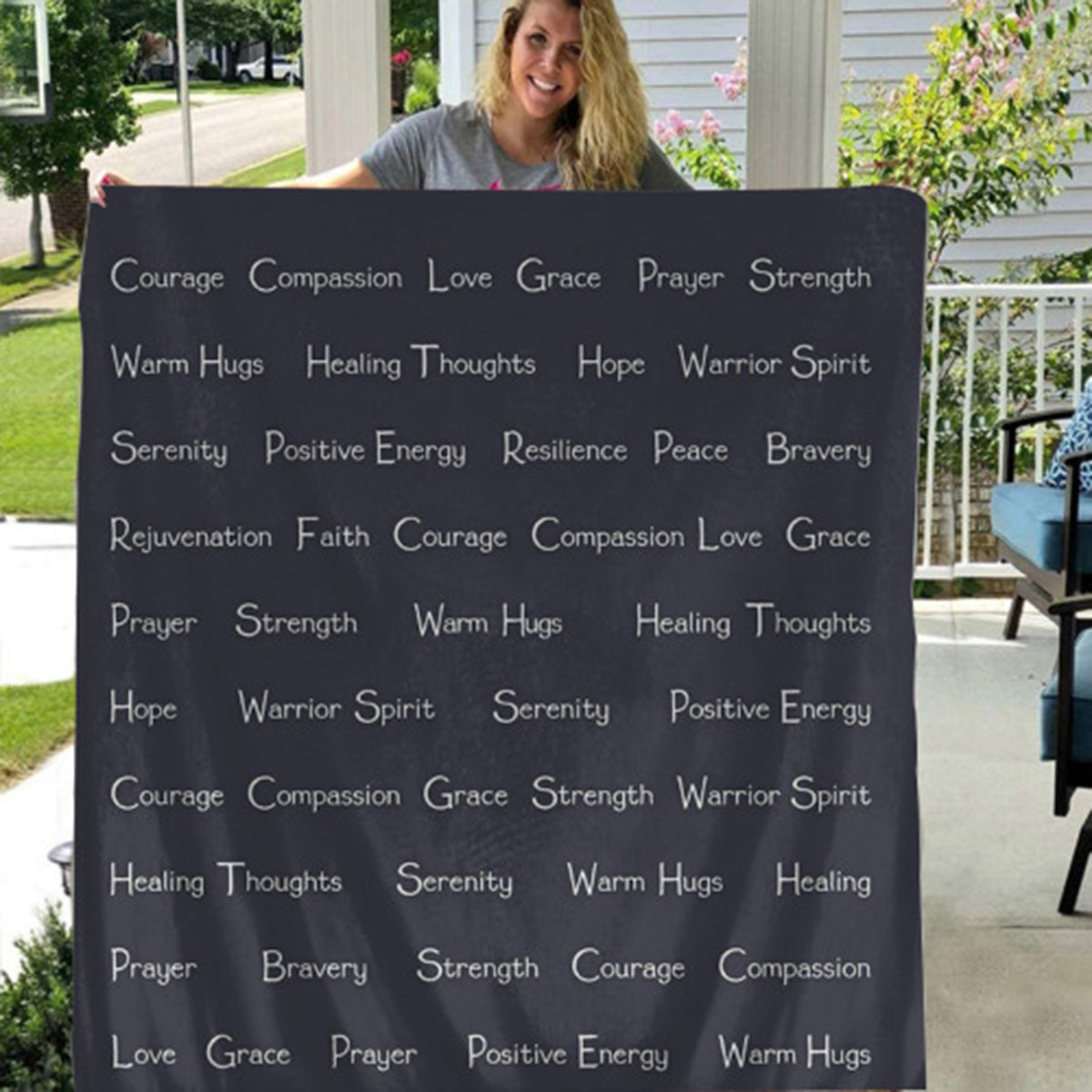 1pc Inspirational Navy Blue Throw Blanket - Super Soft, Warm Embrace with Positive Affirmations for Strength, Courage, Love & Hope - Allergy-Friendly, Multi-Purpose Comfort 60x50 inches