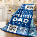 1pc World'S Greatest Dad Flannel Blanket Soft, Cozy Throw with Fun Heartfelt Messages for Fathers Day, Birthday, Or Any Occasion, Blue with Star Borders, Perfect for Sofa Or TV Time, Dad Blanket
