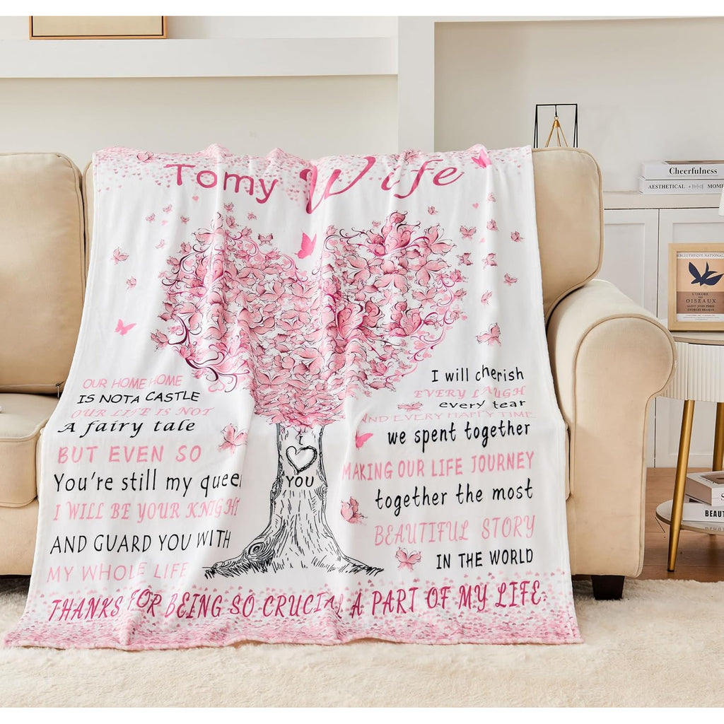 Birthday Gifts for Wife from Husband, Wife Birthday Gift Ideas, Wedding Anniversary Romantic Gifts for Women, Christmas& Valentines Day Gift for Wifey, to My Wife's Flannel Throw Blanket 80 X 60