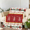 1pc Christmas Holiday Red And White Intercalated Pattern Flannel Blanket, Soft Comfortable Warm, Festive Decor Style Design, All-Season Blanket, Warm Cover, Multi-Size Optional, Suitable for Living Room Sofa, Bedroom, Reading Nook