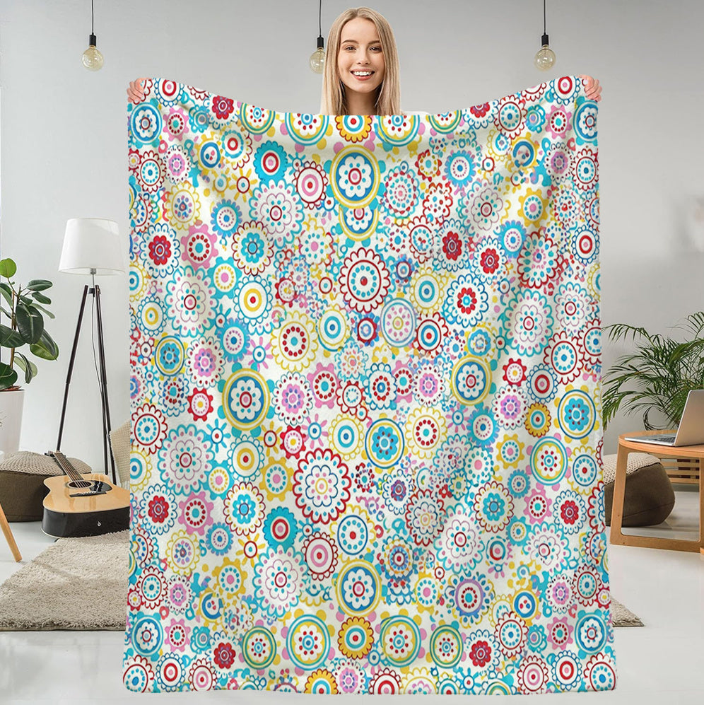 1pc Colorful Geometric Pattern Blanket, Bohemian Style Design, Soft Plush Surface, Lightweight and Durable Flannel Material, Multiple Sizes Available, Perfect for Holiday Gatherings, Living Room Lounging, Bedroom Sleeping, Study Reading