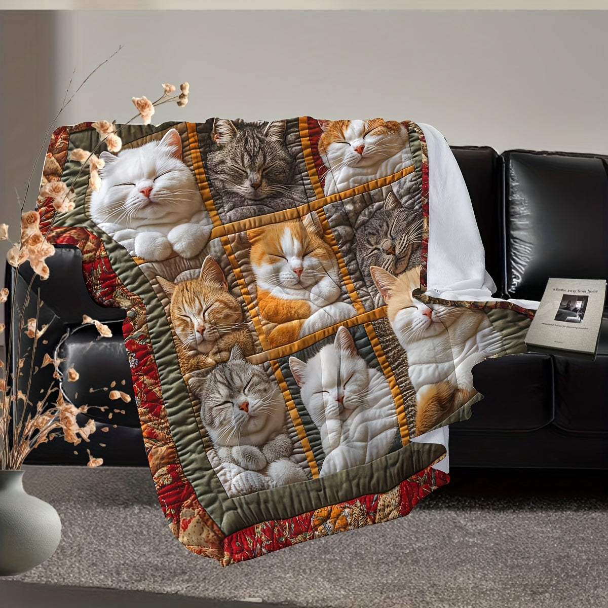 1pc Cat Pattern Printed Blanket, Cozy and Cute Throw Blanket, Super Warm, Soft, and Comfortable Flannel Blanket, Multiple Sizes Available, Suitable for Living Room, Bedroom, Sofa, and Bedside
