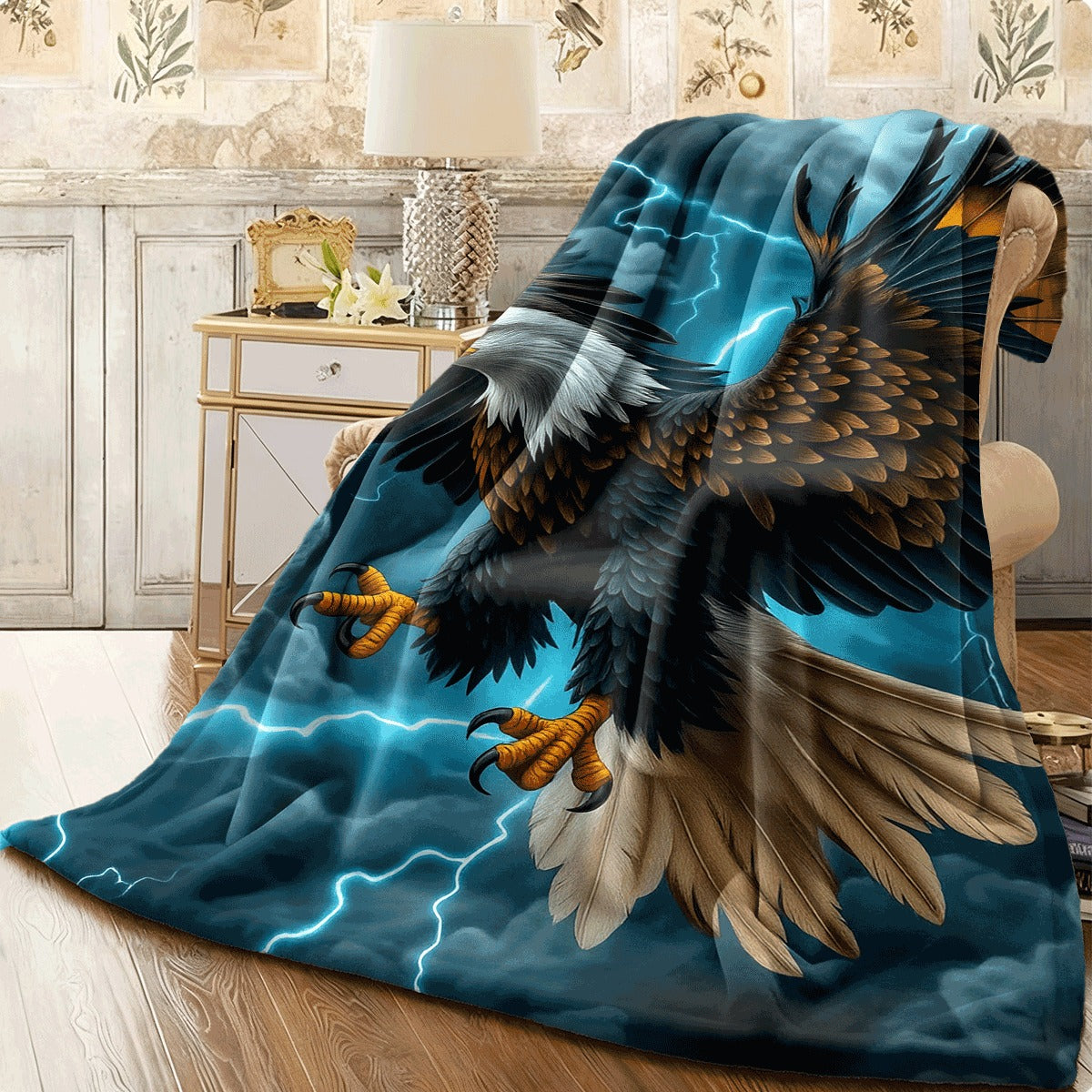 1pc Eagle in Flight Throw Blanket Lightweight Flannel Soft & Warm Digital Print All-Season Use for Sofa Outdoor Camping Living Room Office Chair and Polyester Fiber Machine Wash