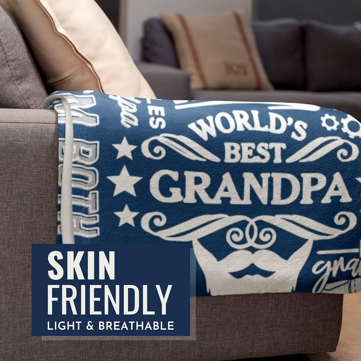 World'S Best Grandpa - Cozy Polyester Throw Blanket, Perfect Gift for Christmas, Birthday, Father'S Day | 50x60 Inches