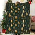 1pc of Christmas-themed Item, Vintage Golden Texture, Cedar, Snowflake, Christmas Tree, Christmas, Printed Blanket, Soft and Warm, Suitable as a Holiday Gift for Classmates, Friends, Family, and Loved Ones, Suitable for Naps, Camping, Travel