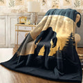 1pc Cozy Bigfoot Moonlight Flannel Throw Blanket Soft Warm & Plush with Full Moon & Forest Design Perfect for Couch Office & Camping Ideal Gift for Family & Friends Available in Multi