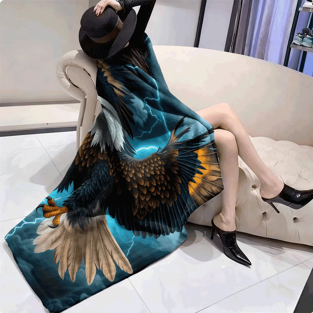 1pc Eagle in Flight Throw Blanket Lightweight Flannel Soft & Warm Digital Print All-Season Use for Sofa Outdoor Camping Living Room Office Chair and Polyester Fiber Machine Wash