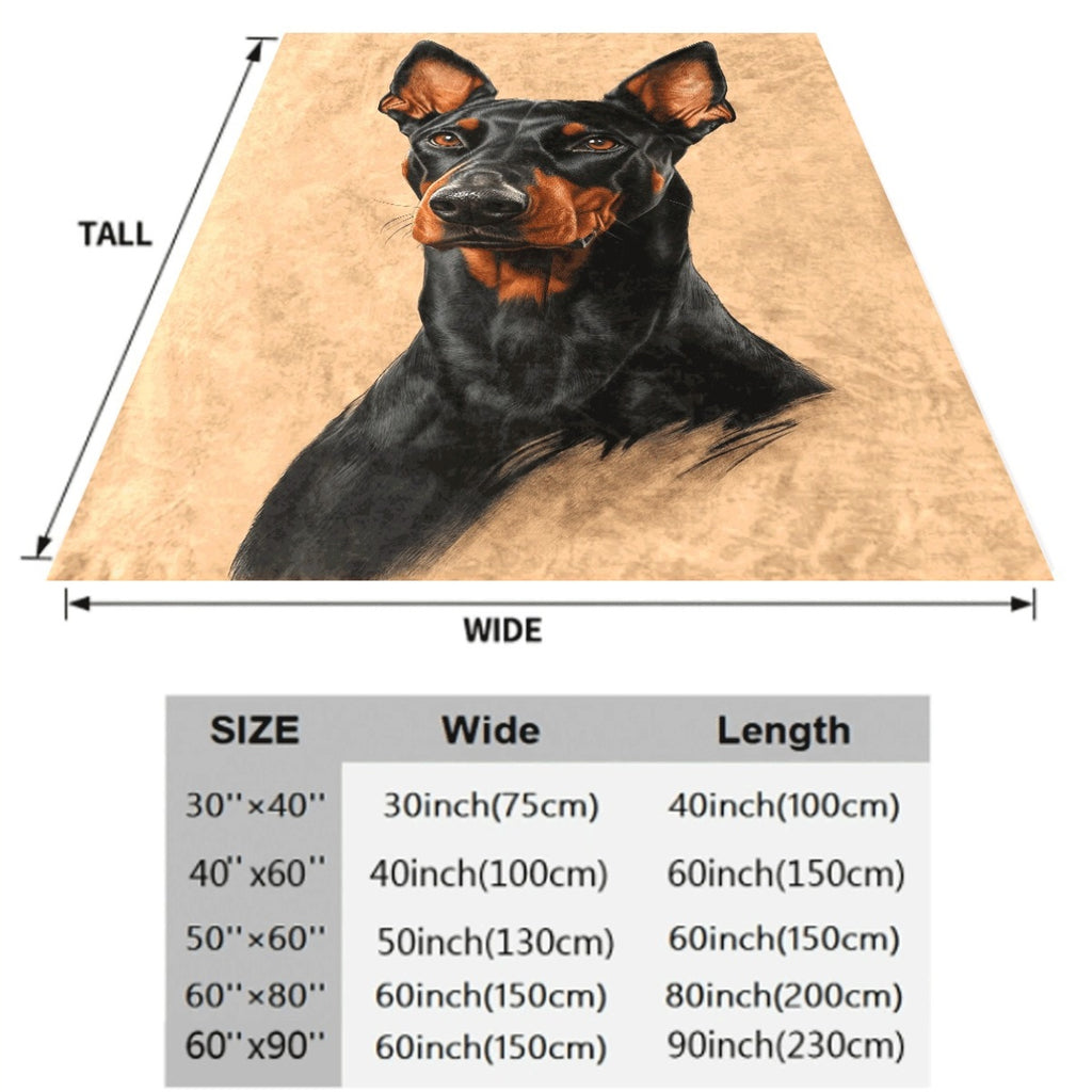 1pc Soft Flannel Blanket with Doberman Portrait Design Warm Cozy Fleece Throw for Sofa All-Season Comfort Dog Lover Gift Machine Washable