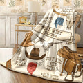 1pc Vintage Wild West Cow Print Flannel Throw Blanket Soft, Cozy, and Stylish Retro Western Decor for Home or Sofa, Machine Washable, Polyester, Perfect for All Seasons, Western Home