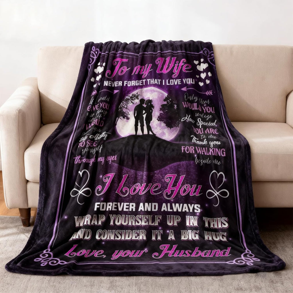 Presents for a Husband to Give to His Wife, Including a Cozy Blanket for Wedding Anniversaries, Birthdays, Christmas, Mother'S Day, And Valentine'S Day, Designed to Be Romantic for Her, Measuring 60X80 in Purple