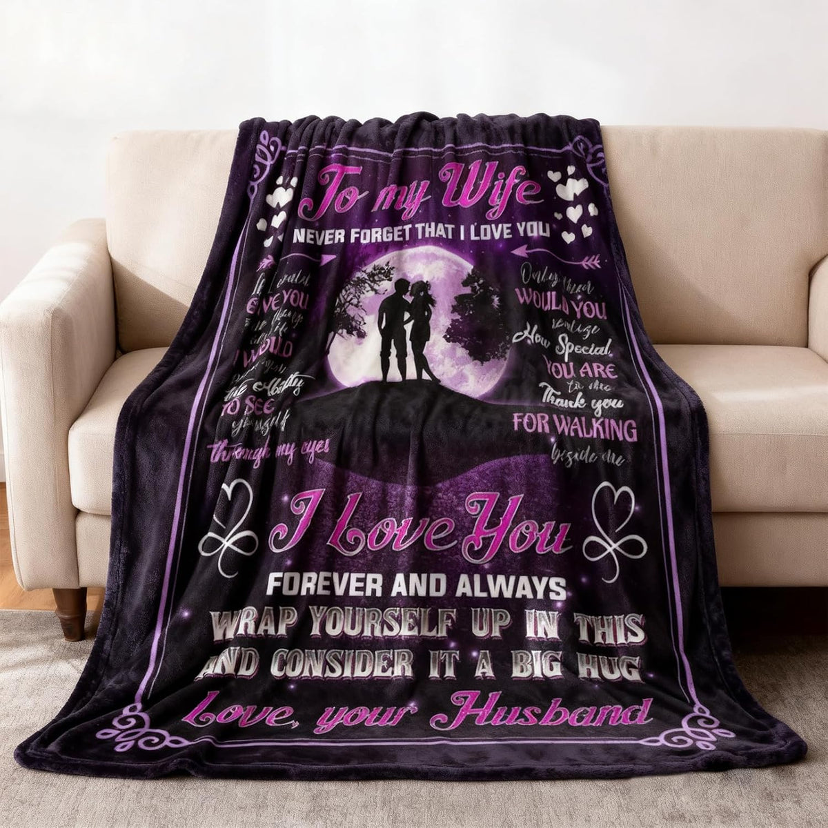 Presents for a Husband to Give to His Wife, Including a Cozy Blanket for Wedding Anniversaries, Birthdays, Christmas, Mother'S Day, And Valentine'S Day, Designed to Be Romantic for Her, Measuring 60X80 in Purple