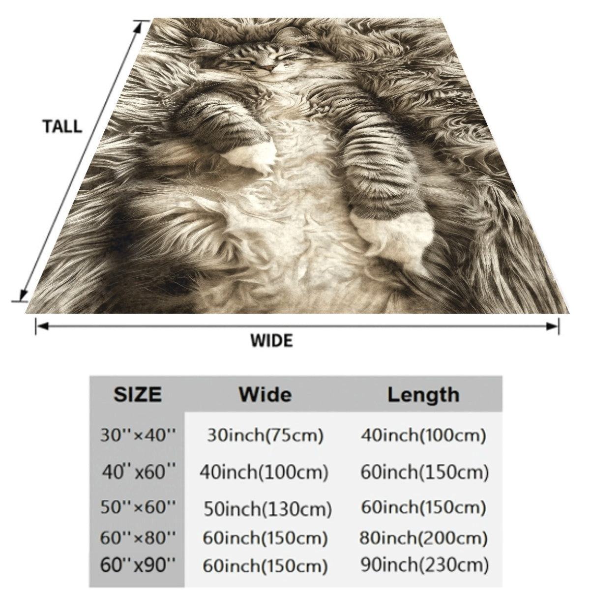 1pc Extra Large Norwegian Forest Cat Blanket Super Soft Flannel-Like All-Season Throw with Realistic Tabby Cat Design (Grey White Brown), Thick Paws & Texture Machine Washable Couch Bedspread for