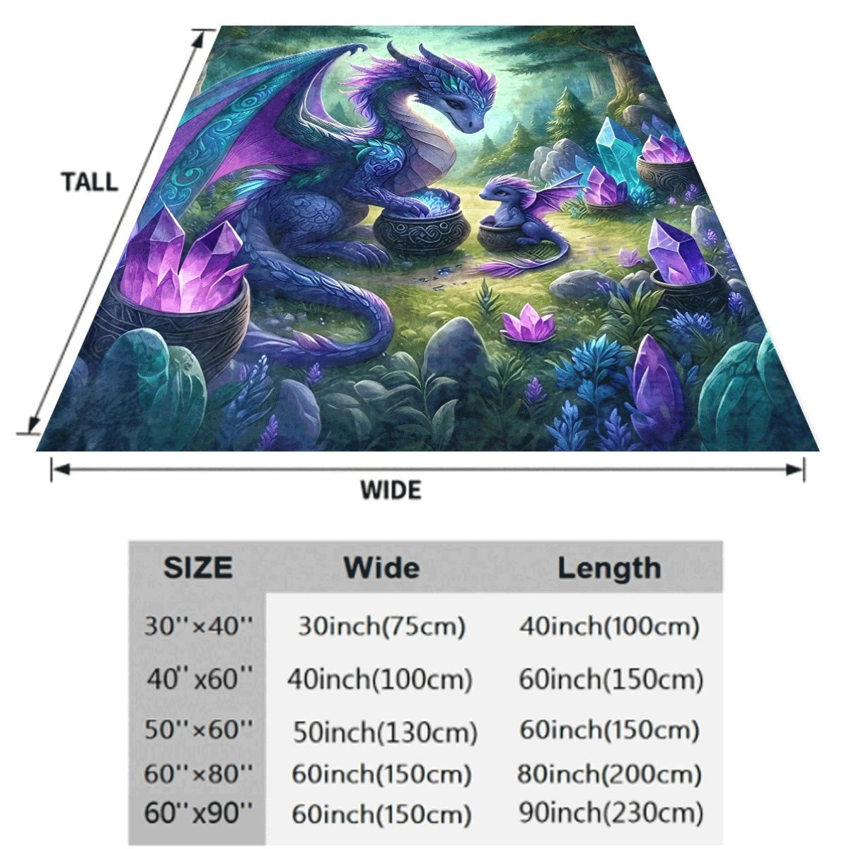 A Single Piece of Flannel Blanket Featuring a Dragon And Youngling Forest Scene, Made of Soft And Warm Polyester, Suitable for Use on a Sofa, in The Office, While Camping