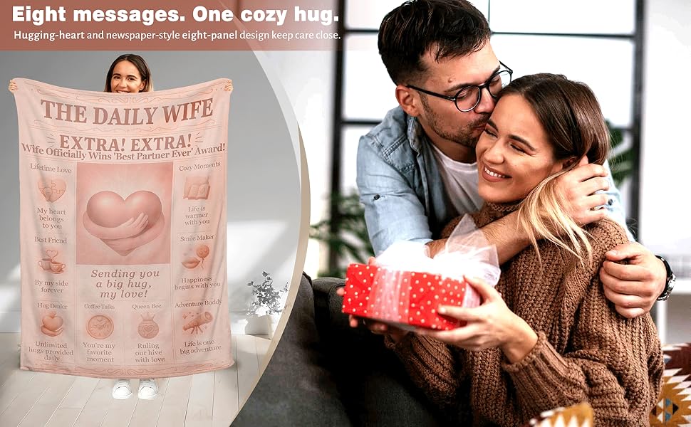 A Cozy Blanket for My Wife, Perfect Romantic Present, Soft Flannel Throw for Warm Embraces, Ideal for Wedding Anniversaries, Birthdays, And Valentine'S Day Gifts from Husband, The Ultimate Gift for The Best Wife, Queen Bee Love Blanket 60X50 Inches