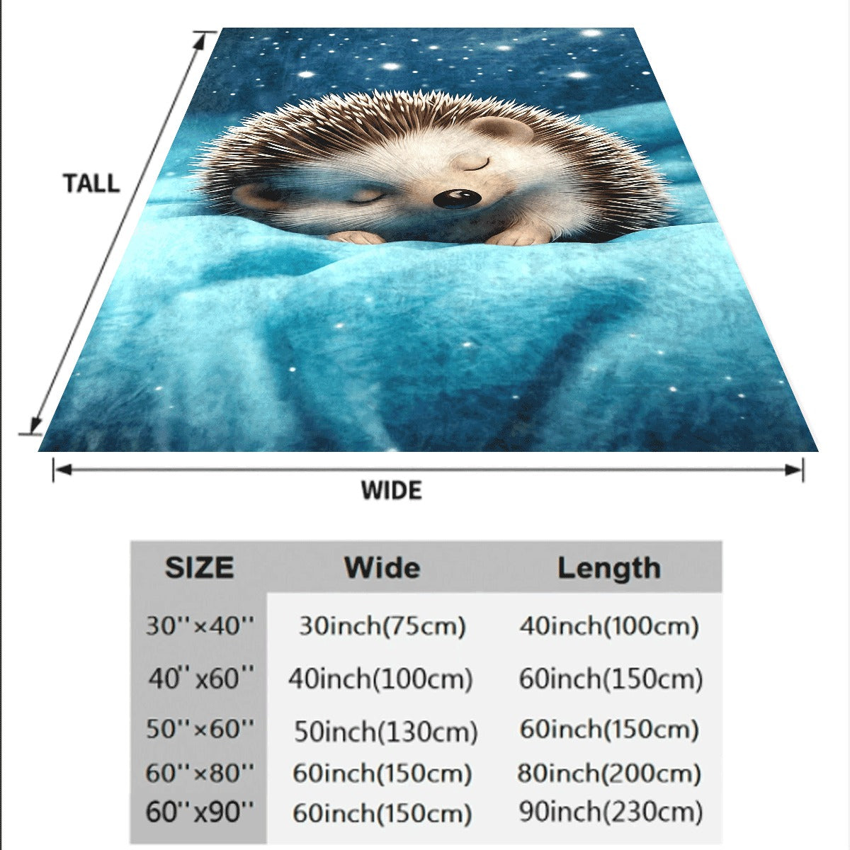 1pc Bohemian Style Hedgehog Print Fleece Blanket Soft Thick All-Season Blue Starry Night Design Machine Washable for Bedroom Living Room & Outdoor Travel Perfect for Nature & Animal Lovers Plush Home Decor