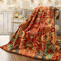 1pc A Vintage Bohemian Moroccan Style Blanket Ultra-Soft And Comfortable in Orange with Traditional Eastern Design Featuring a Single-Sided Print Suitable for S Sofas And Home Office Naps