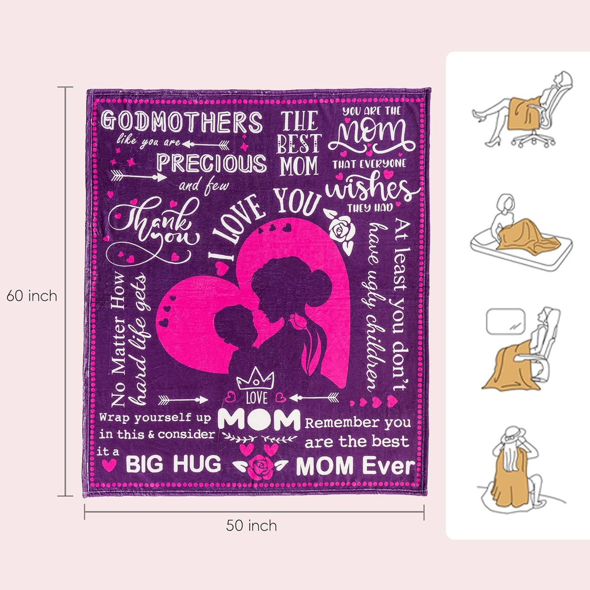 Battilo'S Incredibly Soft And Cozy Blanket for Mothers, a Distinctive Birthday Gift From, Perfect for Mother'S Day, Birthdays, And Christmas. This Flannel Throw Measures 50X60 And Comes in Purple, Ideal for Use on Beds Or Couches