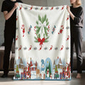 1pc Christmas Holiday-themed Flannel Blanket with Pine Branch Wreath and Snowscape Pattern, Soft, Comfortable, and Warm, White Design, All-season Universal Sofa Throw, Warm Lap Blanket, Multiple Sizes Available, Suitable for Living Room Sofas