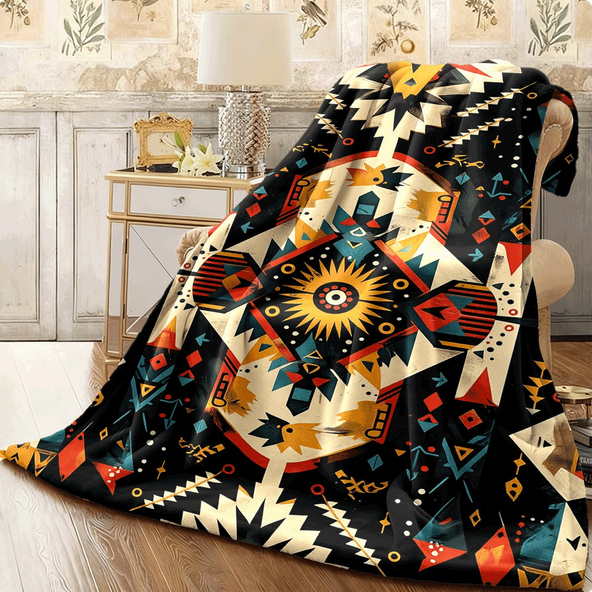 1pc a Soft And Stylish Flannel Blanket Featuring a Beautiful Geometric Design, Perfect for Keeping Warm. an Ideal Gift for Creating Holiday Memories, Suitable for Close Friends And Family, And Great for Napping
