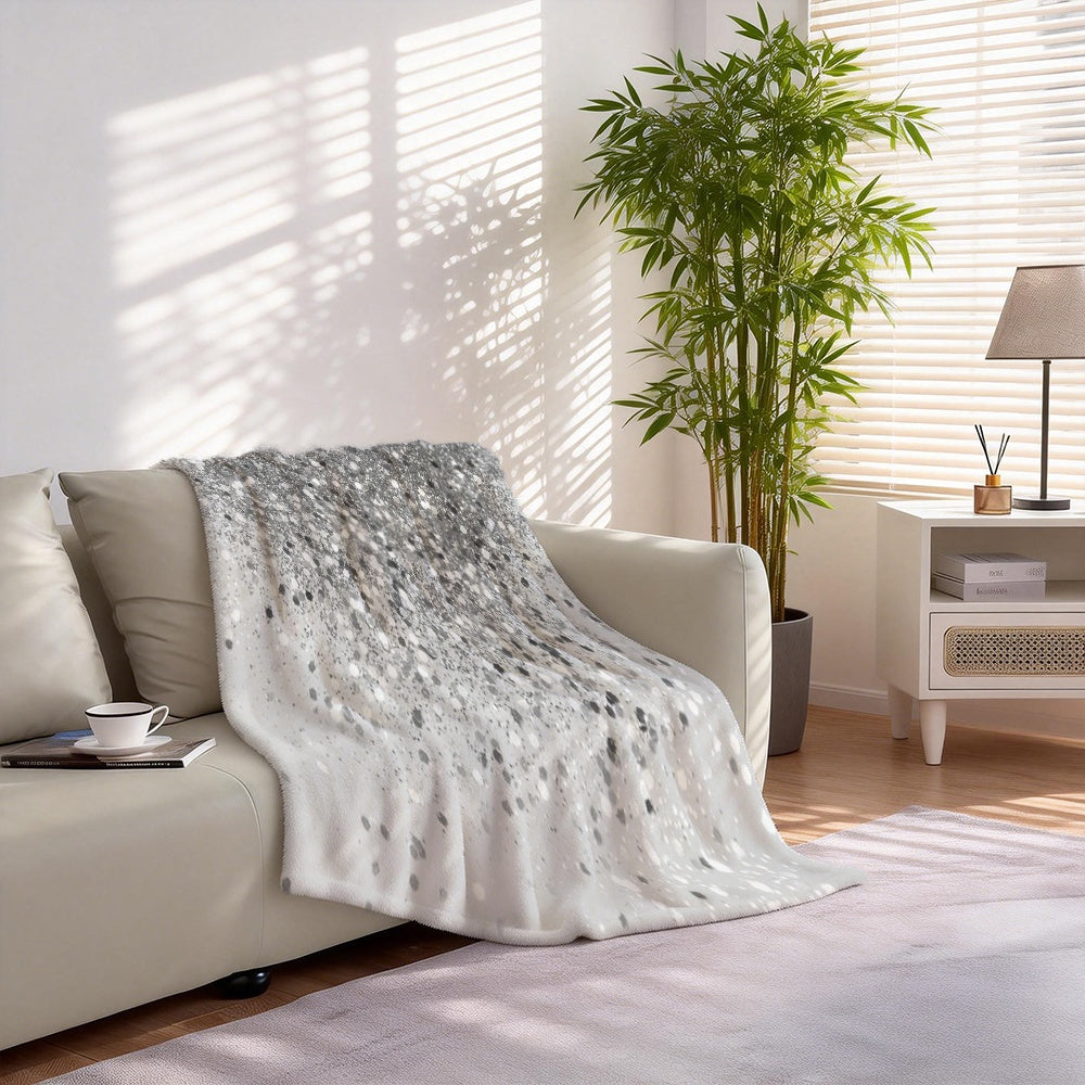 1pc Silvery Starlight Pattern Blanket, Modern Minimalist Design, Soft Plush Surface, Lightweight and Durable Flannel Material, Available in Multiple Sizes, Perfect for Holiday Gatherings, Living Room Lounging, Bedroom Warmth, Study Reading, and Daily