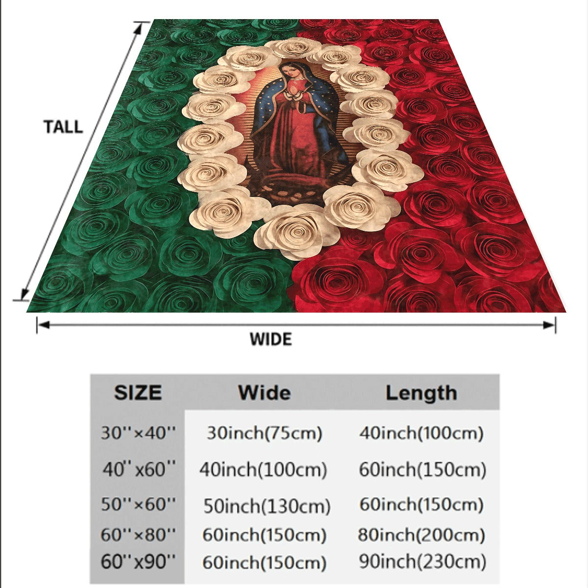 1pc a Flannel Blanket Featuring Religious Imagery of The Encircled by Three-Dimensional Paper Roses, Ideal for Spiritual Catholic Home Decoration, Soft And Cozy for All Seasons, Showcasing Traditional Religious Art Design