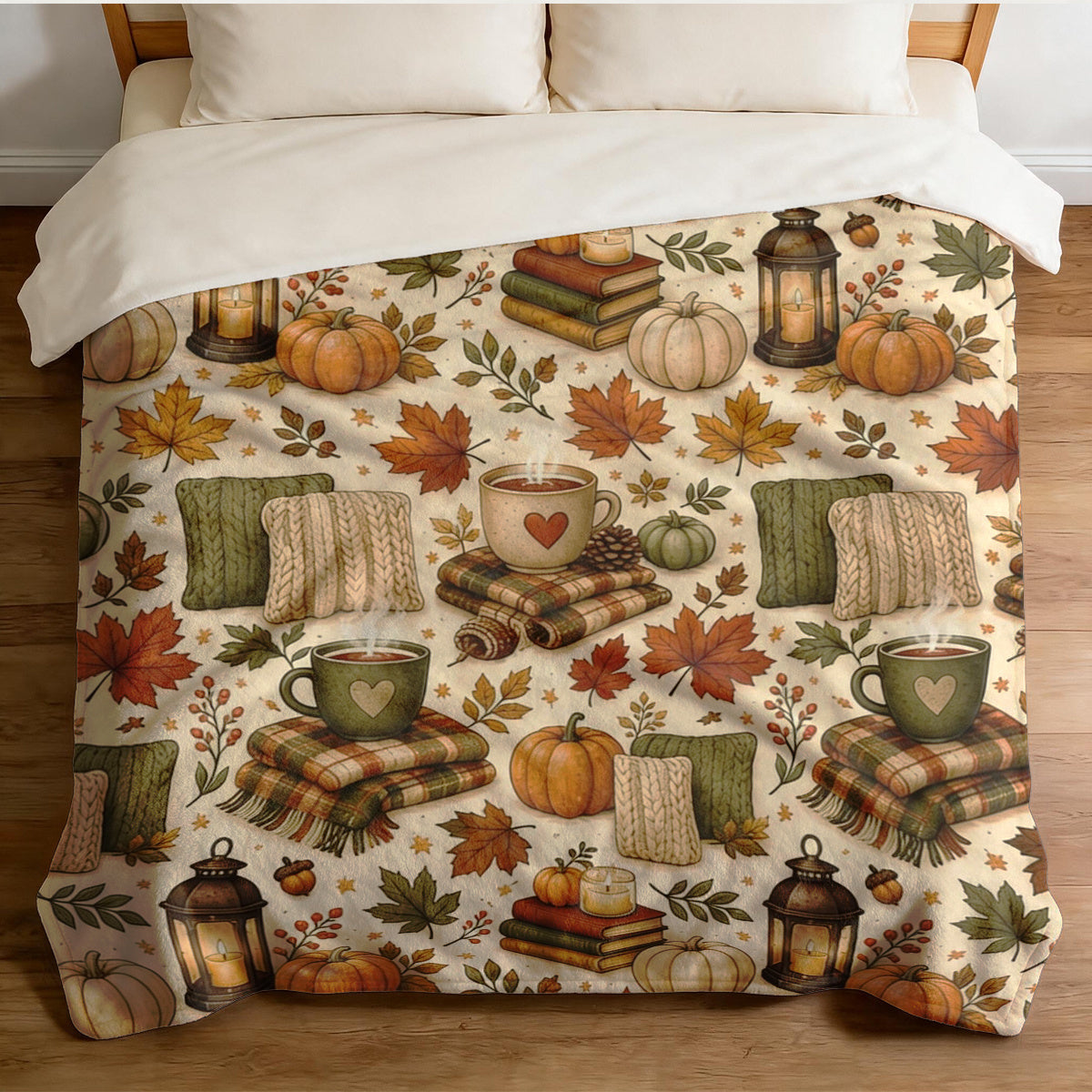 1pc Autumn Pumpkin Coffee Lantern Blanket, Maple Leaf Themed Flannel Blanket - Large Size, Soft, Lightweight, and Warm, Suitable for All Seasons - Perfect for Bed, Sofa, Office, Camping, and Travel - The Best Choice for a Blanket, a Perfect Gift