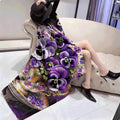 1pc Purple Pansy Floral Flannel Throw Blanket Soft Warm and Lightweight for Couch Office and Travel All-Season Versatile Polyester Blanket with Vibrant Digital Print Design Office Nap T