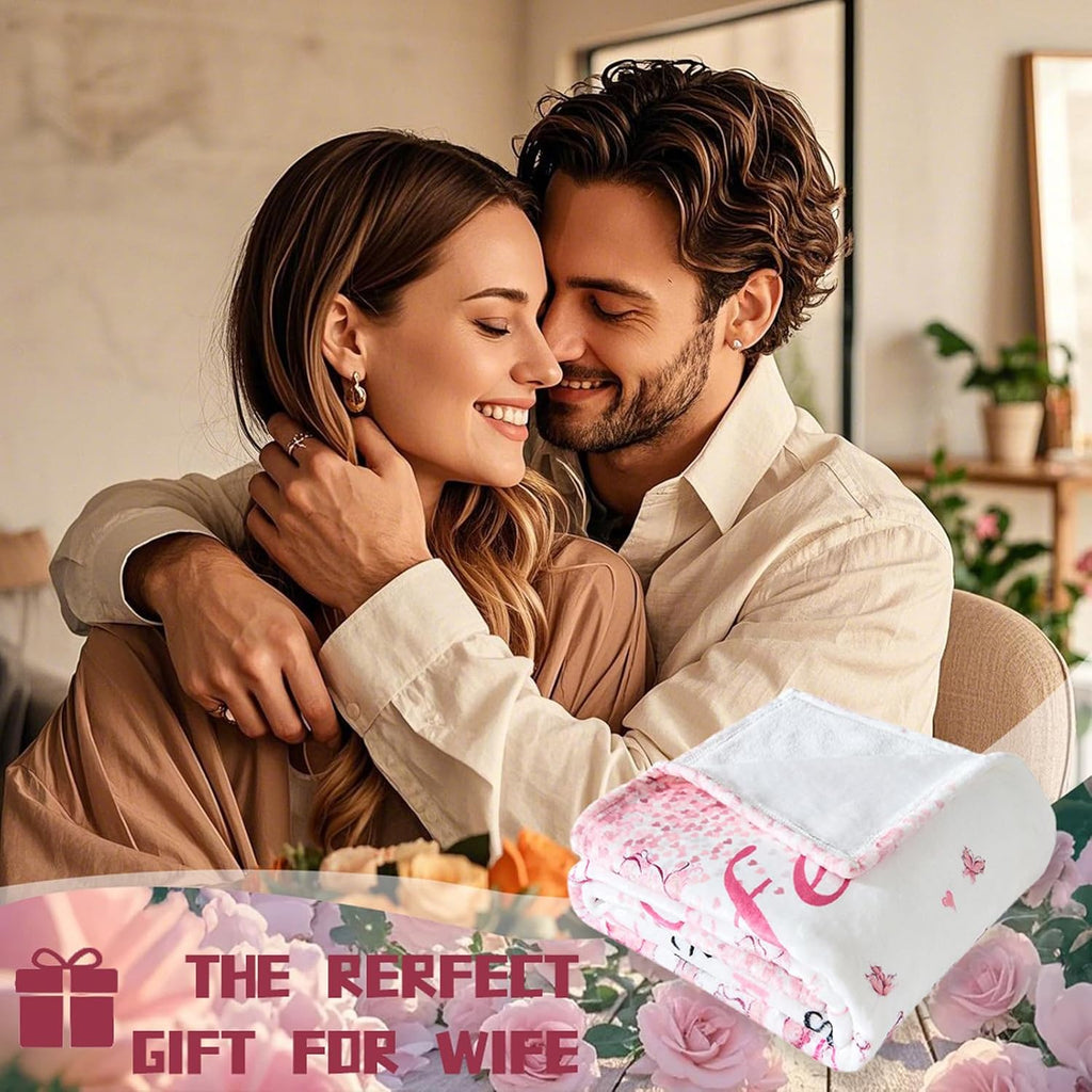 Birthday Gifts for Wife from Husband, Wife Birthday Gift Ideas, Wedding Anniversary Romantic Gifts for Women, Christmas& Valentines Day Gift for Wifey, to My Wife's Flannel Throw Blanket 80 X 60
