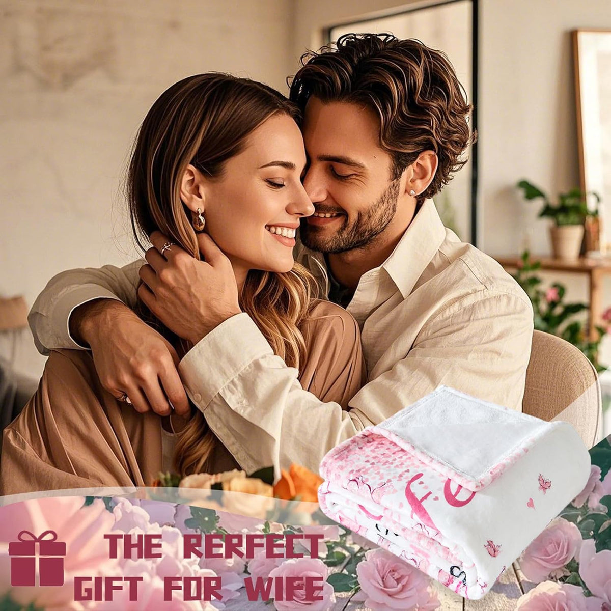 Birthday Gifts for Wife from Husband, Wife Birthday Gift Ideas, Wedding Anniversary Romantic Gifts for Women, Christmas& Valentines Day Gift for Wifey, to My Wife's Flannel Throw Blanket 80 X 60