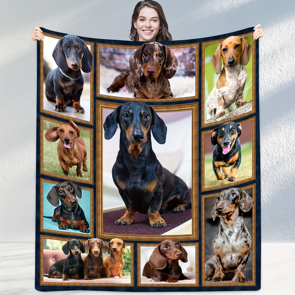 Smolander Hound Patchwork Pattern Soft Blanket Flannel Blanket 1pc