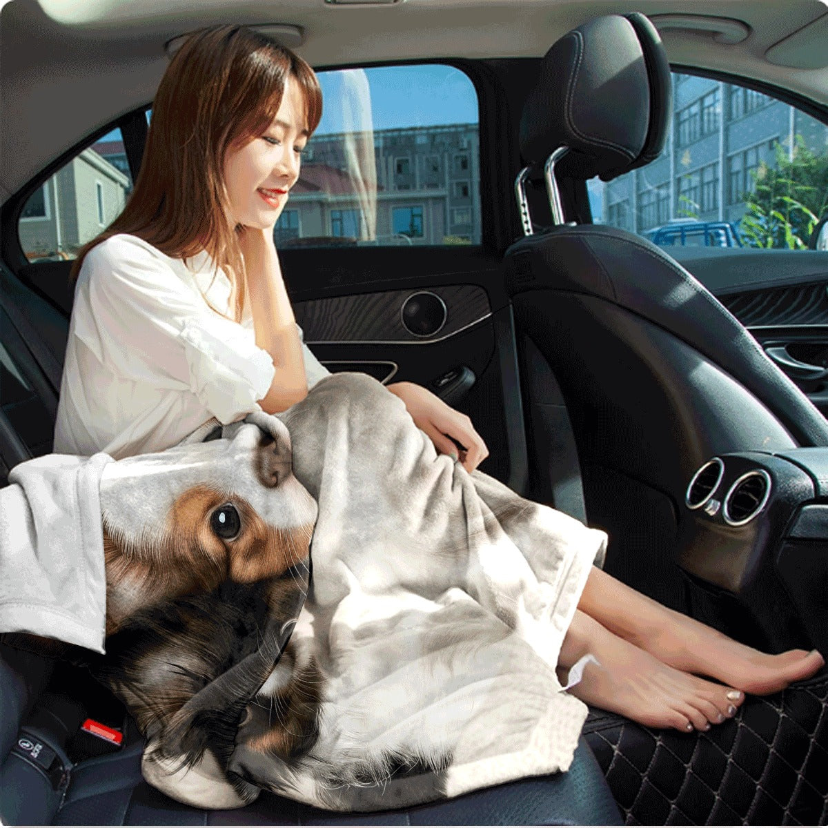 1pc Blanket Single Sided Printed Blanket Without Embroidery Two Cute Playful Papillon Blanket Lightweight Warm for Sofa Couch Ding and Traveling Camping