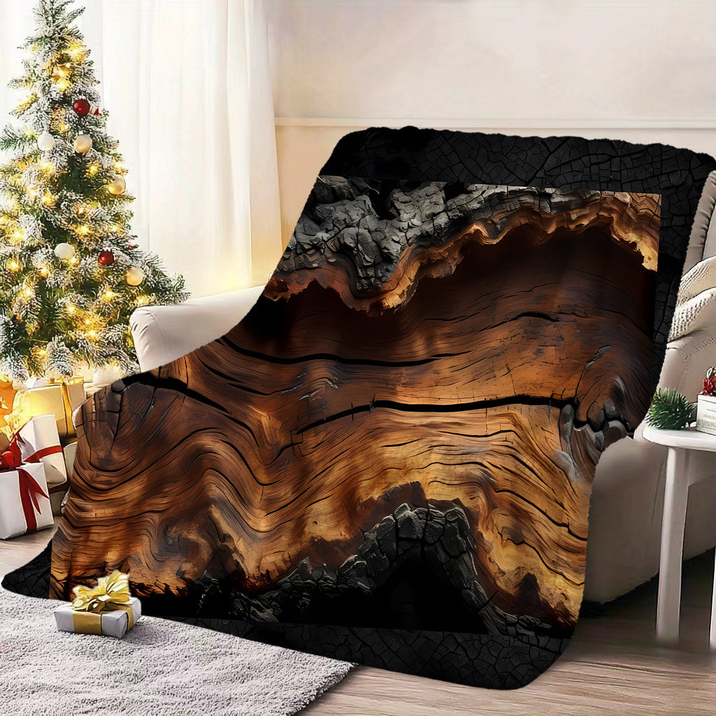 1pc Wood Grain Patterned Blanket, Natural Style Design, Soft Plush Surface, Flannel Material Lightweight And Durable, Multiple Sizes Available, Ideal for Holiday Decor, Living Room Leisure, Bedroom Warmth, Study Reading, Seasonal Home Decor